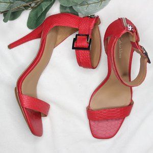 Calvin Klein Sable Leather Suede Ankle Strap Heels